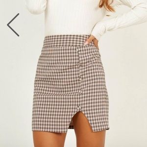 Showpo Chocolate Check Mini Skirt